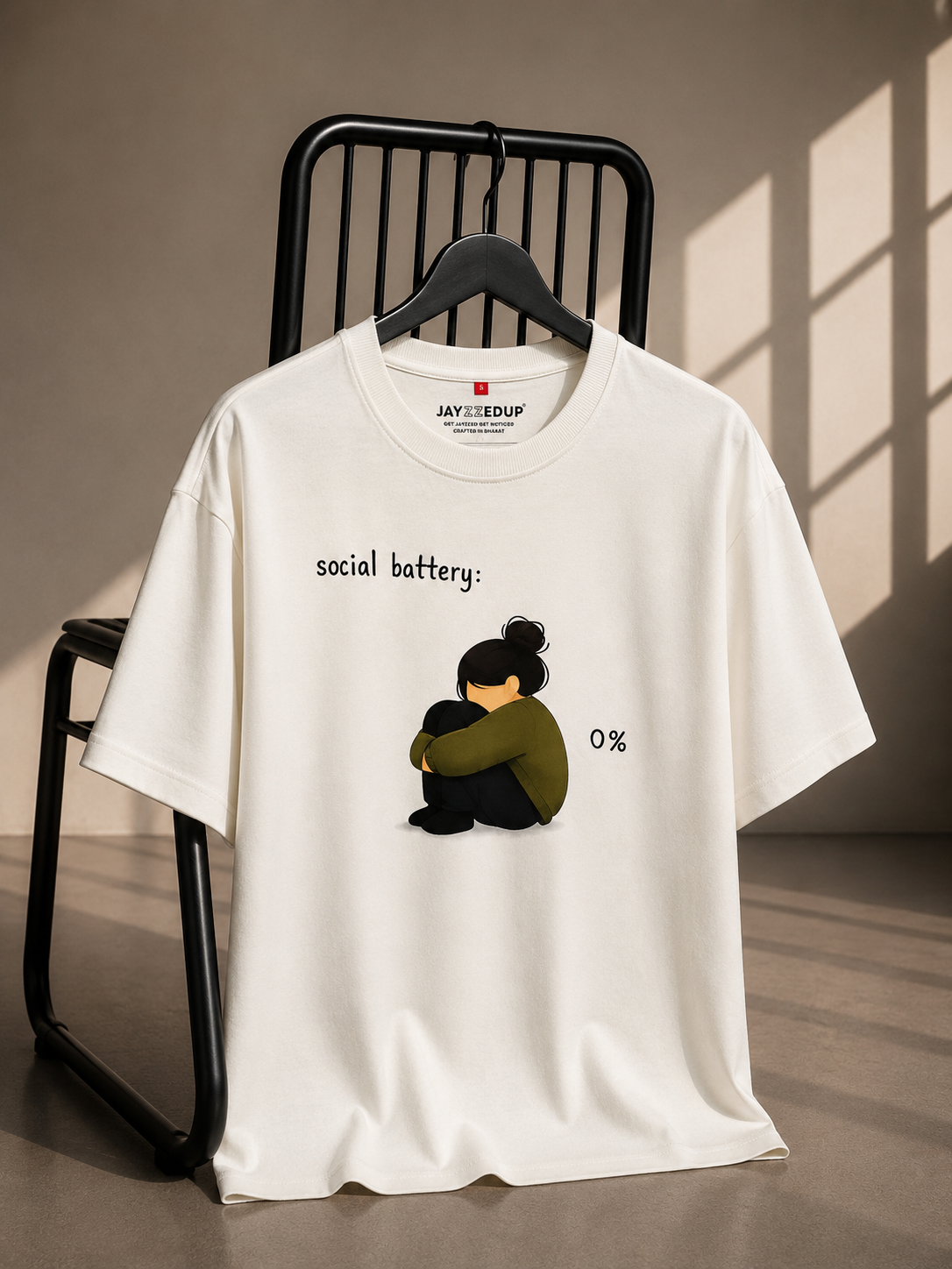 Social Battery 0% Oversized Graphic T-Shirt