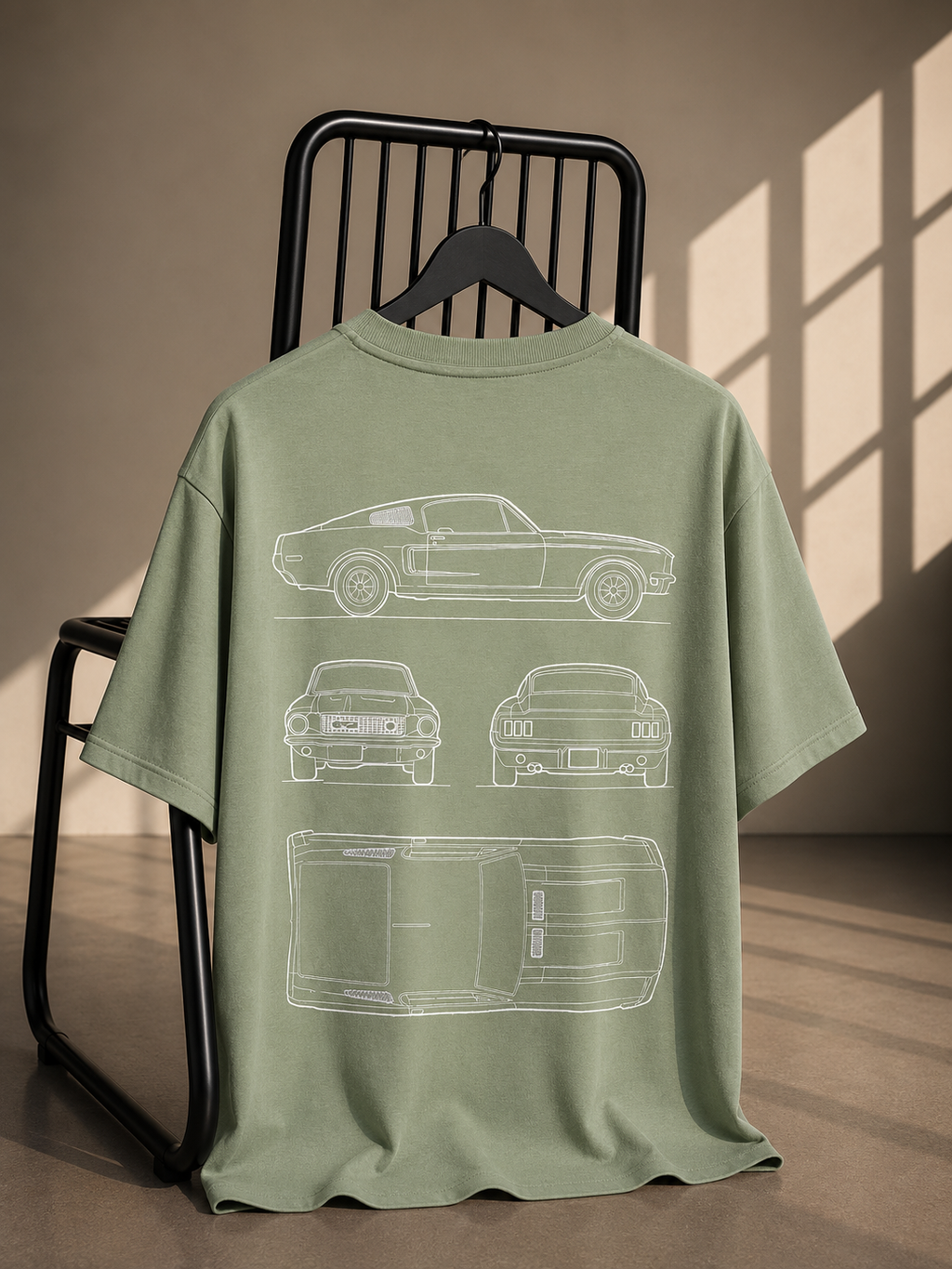 Ford Mustang 1968 Fastback Oversized Graphic T-Shirt