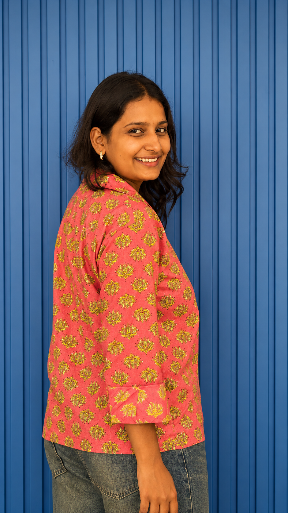 Women's pink floral full sleeve shirt