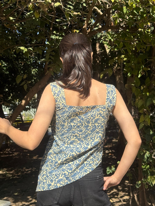 Women's square neck asymmetric short kurti