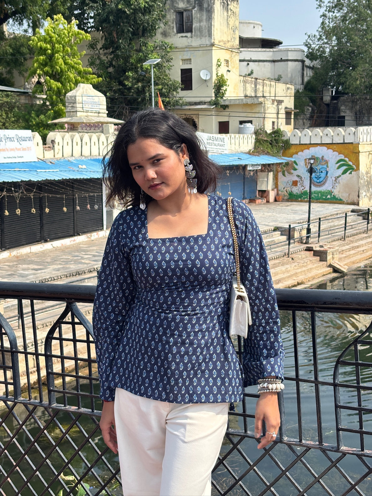 Model wearing Neer bell sleeve kurti by Jayzzedup