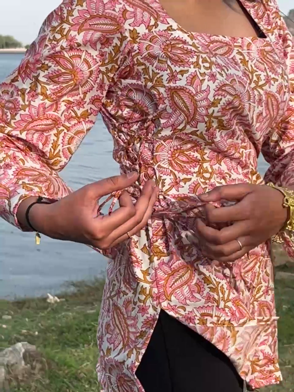 Square neck side corset kurti