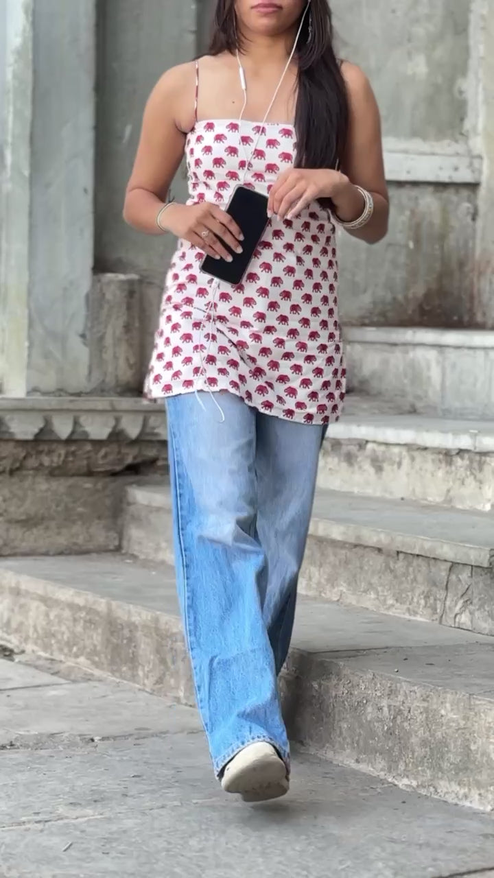 Elephant print top and short kurti for women
